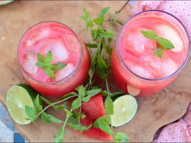 Agua fresca à la pastèque, citron vert et menthe