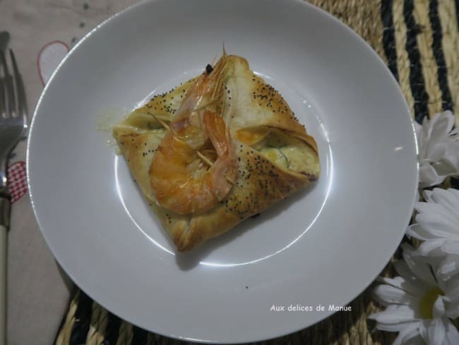 Paniers feuilletés aux crevettes et courgette