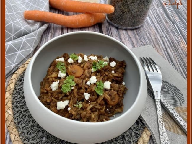 Lentilles et riz aux tomates et carotte