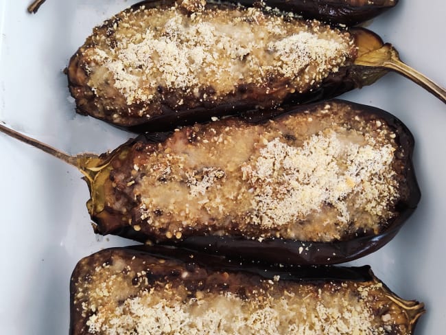 Aubergines farcies aux lentilles