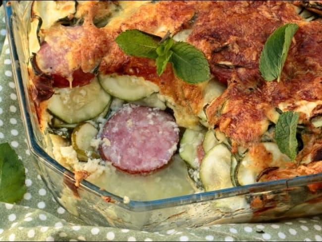 Flan de courgettes à la saucisse de Morteau