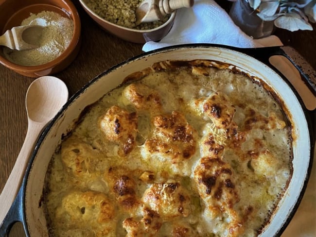 Gratin de chou-fleur, béchamel au sarrasin