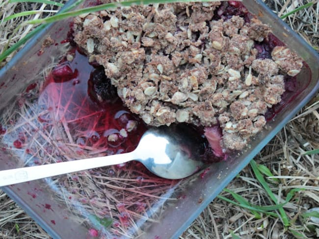 Crumble aux poires et aux mûres sauvages