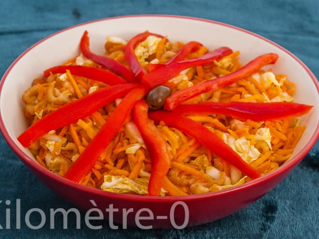 Salade de chou chinois aux carottes, sauce soja