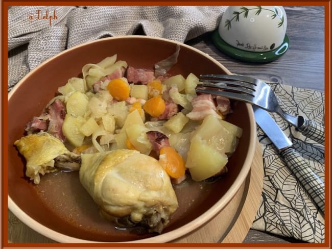 Pilons de poulet aux carottes, pommes de terre et chou, au Cookeo