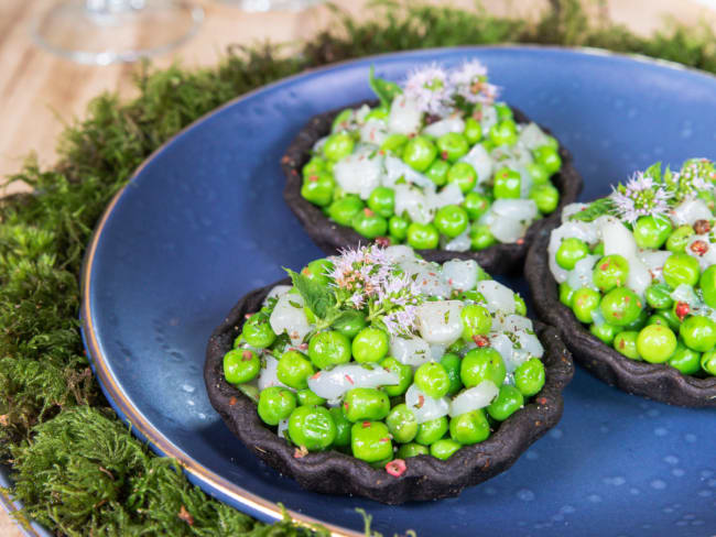 Tartelettes de Noix de Saint-Jacques de Saint-Brieuc, menthe et petits pois