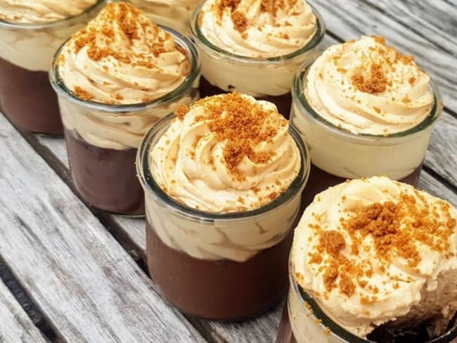 Mousse chocolat sans sucre ajouté et sa chantilly spéculoos