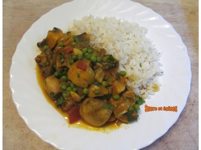 Massala de champignons vegan, plus ou moins piquant