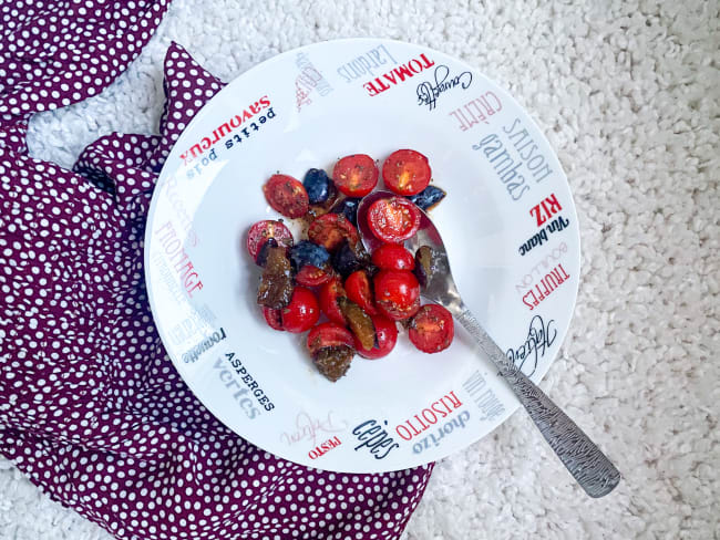 Salade sucrée-salée healthy de tomates et mirabelles