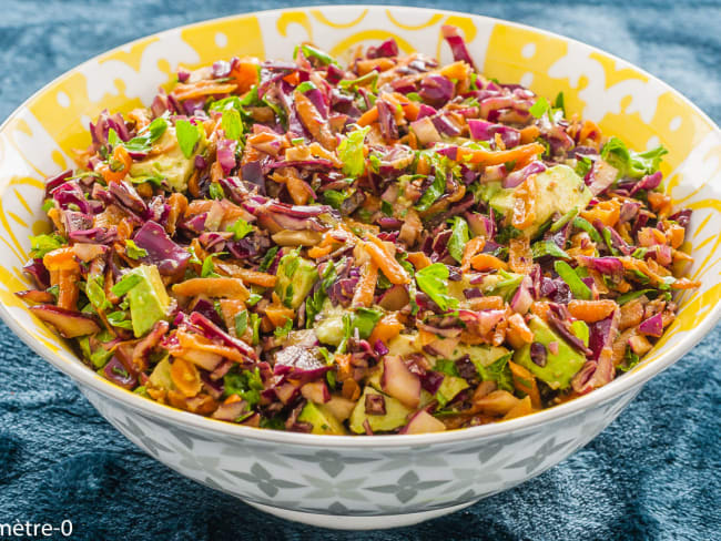 Salade de chou rouge aux carottes et avocats pour une gamelle