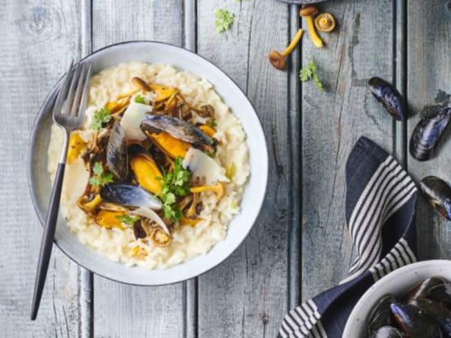 Risotto de moules de bouchot et chanterelles