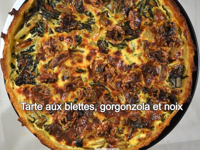 Tarte aux blettes, fromage gorgonzola et noix
