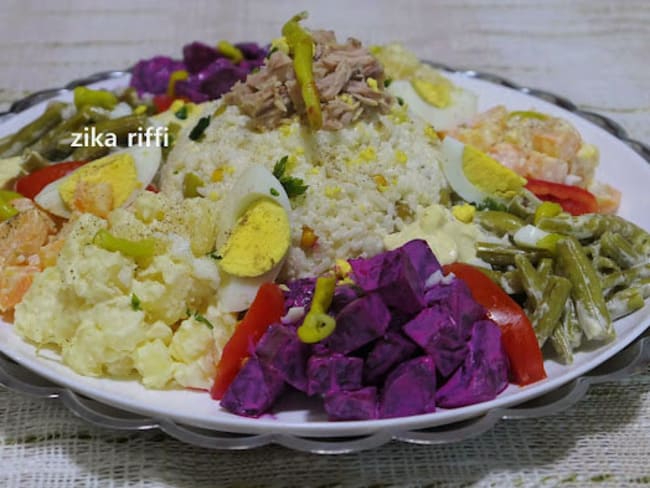 Salade composée légumes et riz au thon