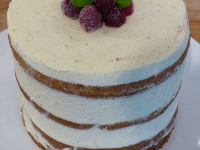 Naked cake framboise, huile d'olive et citron