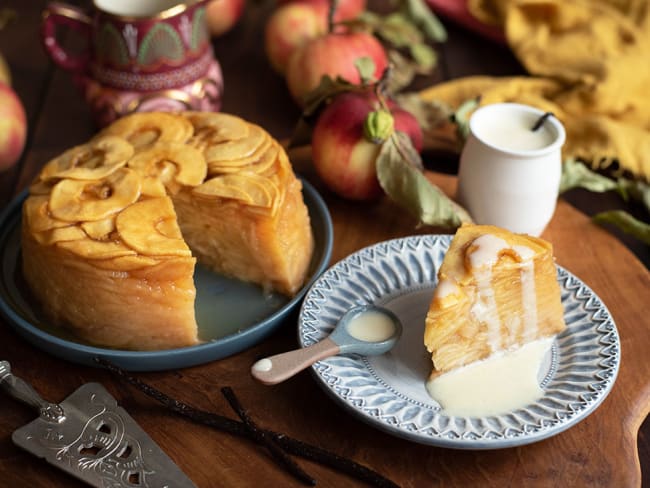 Confit pommes gingembre et crème anglaise maison