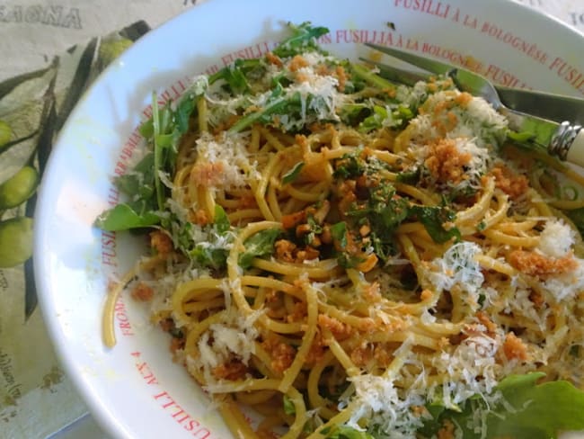 Pâtes spaghettis à la roquette