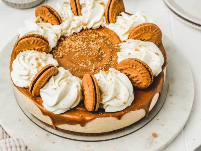 Cheesecake aux spéculoos sans cuisson, sans gélatine et sans oeufs ultra crémeux