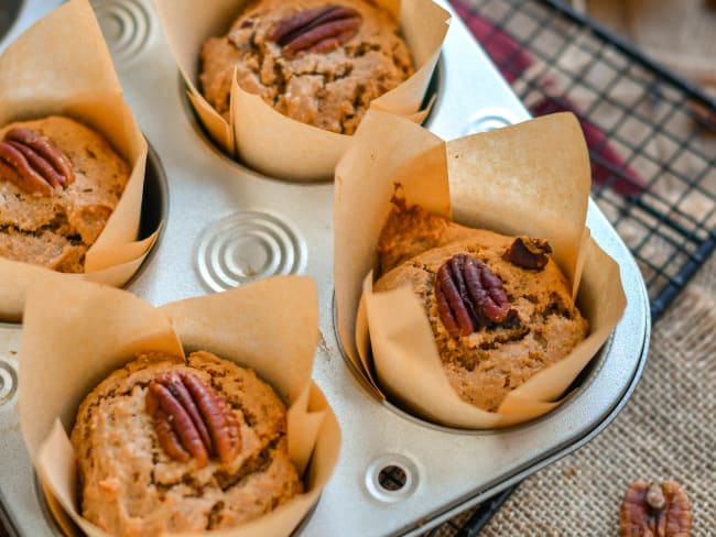 Muffin au café et praliné de noix de pécan caramélisée