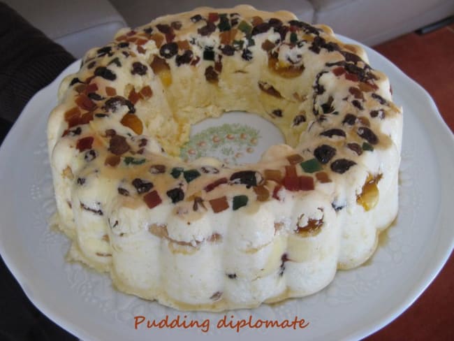 Pudding diplomate avec de fruits confits imbibés de rhum