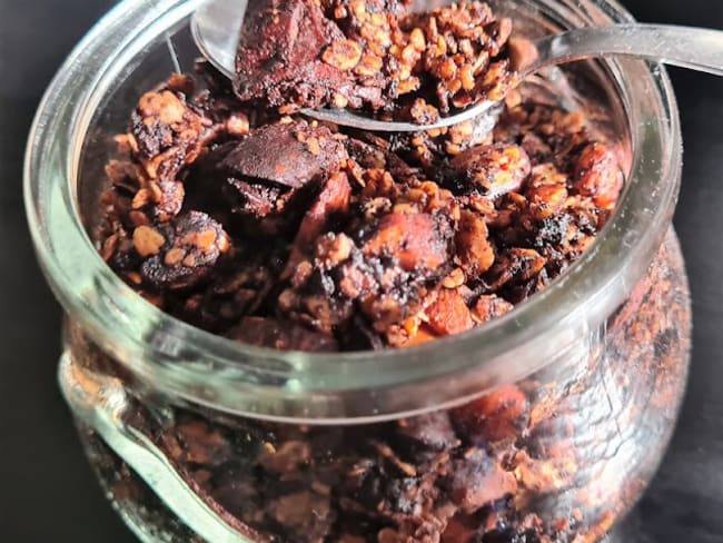 Granola maison aux figues séchées et au chocolat noir