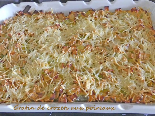 Gratin de crozets aux poireaux et au Beaufort