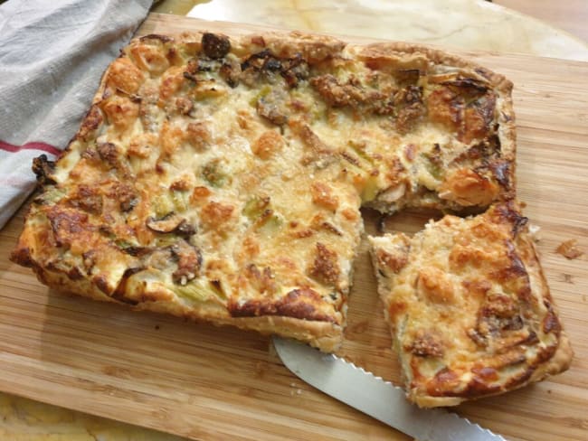 Quiche saumon champignon poireau