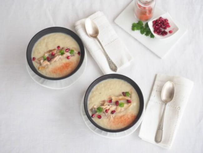 Velouté d'endives au hareng fumé, cuisson à la vapeur