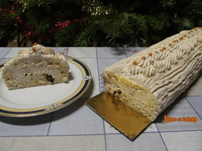 Bûche de noël roulée aux marrons sans cuisson