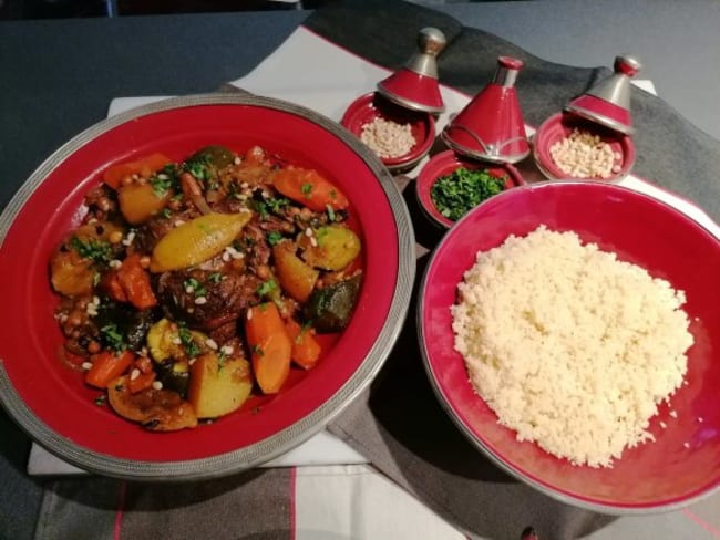 Tajine de gigot d’agneau aux légumes