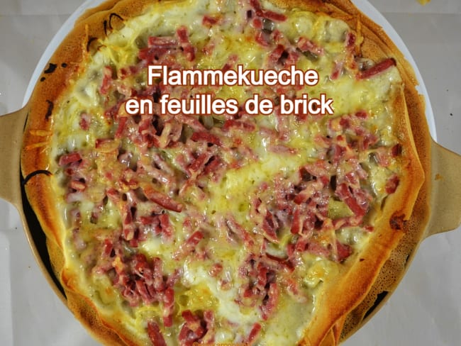 Flammekueche en version croustillante sur feuilles de brick