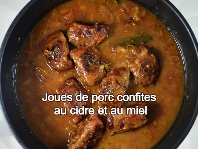 Joues de porc confites au cidre et au miel façon normande