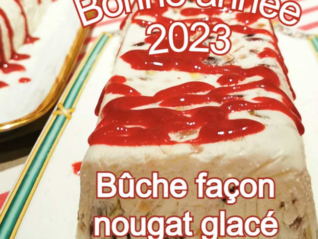 Bûche façon nougat glacé