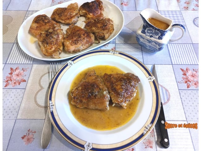 Hauts de cuisses de poulet en sauce au four