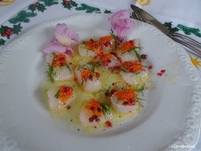 Carpaccio de saint-jacques à l'huile citronnée