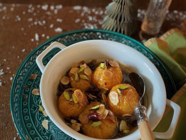 Clémentines caramélisées aux épices et fruits secs