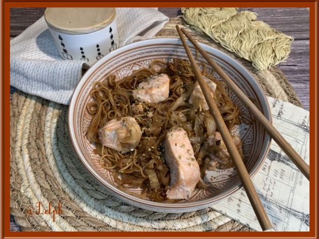 Nouilles au chou blanc et saumon au Cookeo