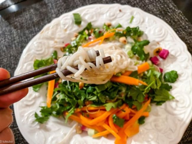 Bánh tằm (nouilles aux légumes et au lait de coco)