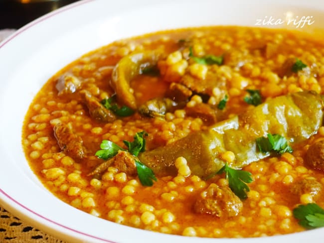 M'hamssa ou mhamssa jéria traditionnelle du terroir bônois à l'agneau et pois chiches