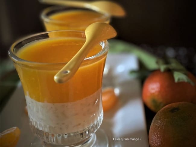 Coulis de clémentines sur lit de riz au lait vanillé - un dessert à dresser en verrines