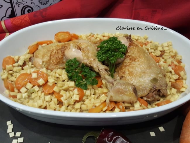 One pot de cuisses de poulet aux pâtes crozets