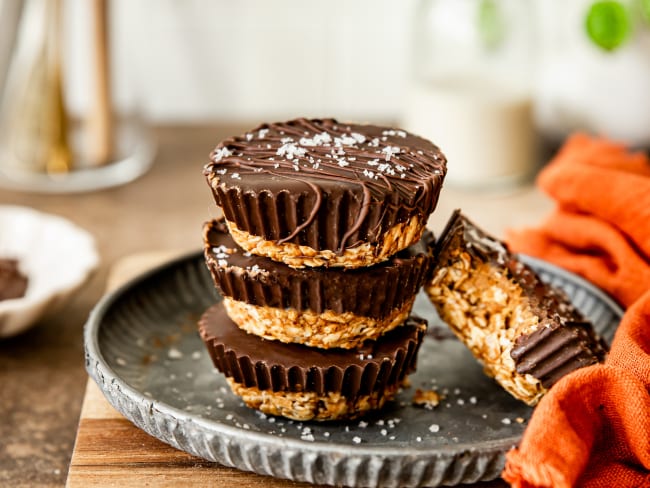 Oat cups vegan décadentes au chocolat et spéculoos