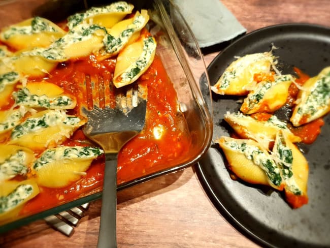 Conchiglionis ricotta épinards