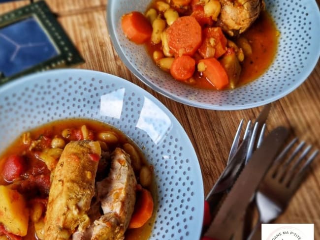 Haricots blancs et poulet, façon loubia (à l’autocuiseur, Cookeo, Cosori ou Instant Pot)