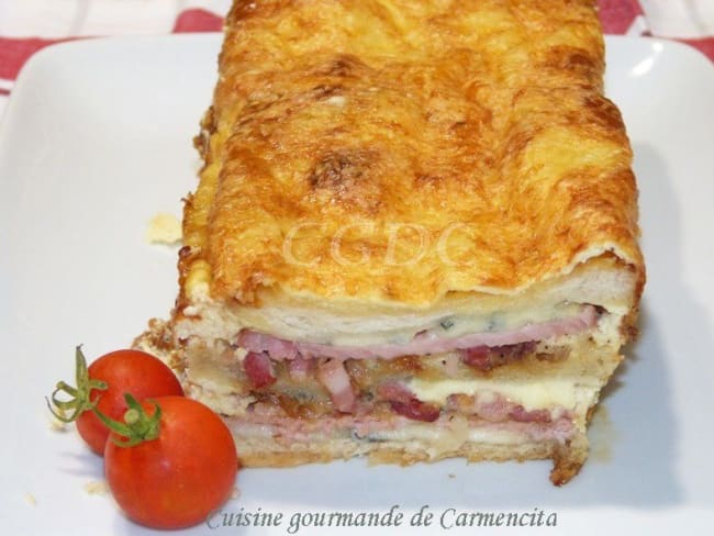 Croque cake rôti de porc et gorgonzola