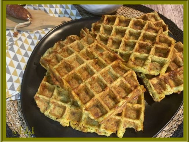 Gaufres salées au brocoli, jambon et cheddar