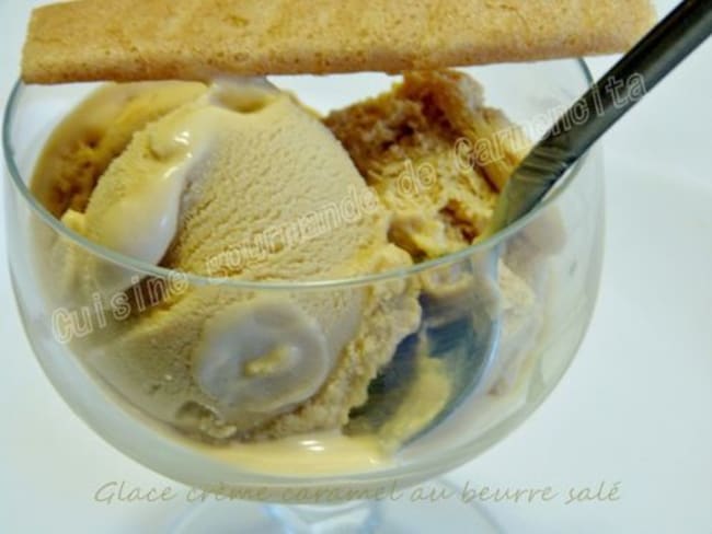 Glace à la crème caramel au beurre salé et fleur de sel gourmande et rafraîchissante