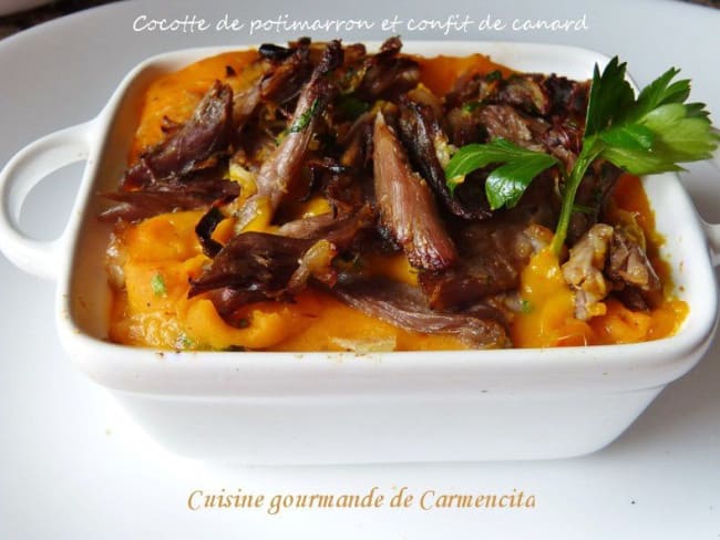 Cocotte de potimarron et confit de canard