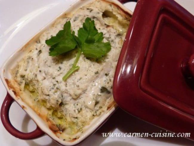 Cocottes de cabillaud au fromage St Môret et petits légumes