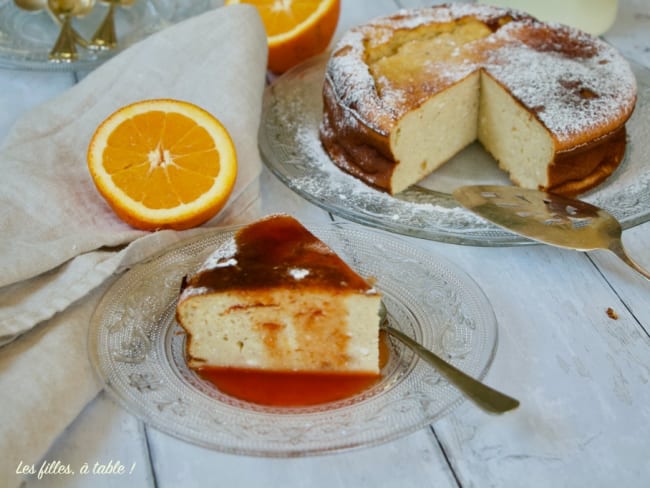 Flan au brocciu et coulis d’orange sanguine