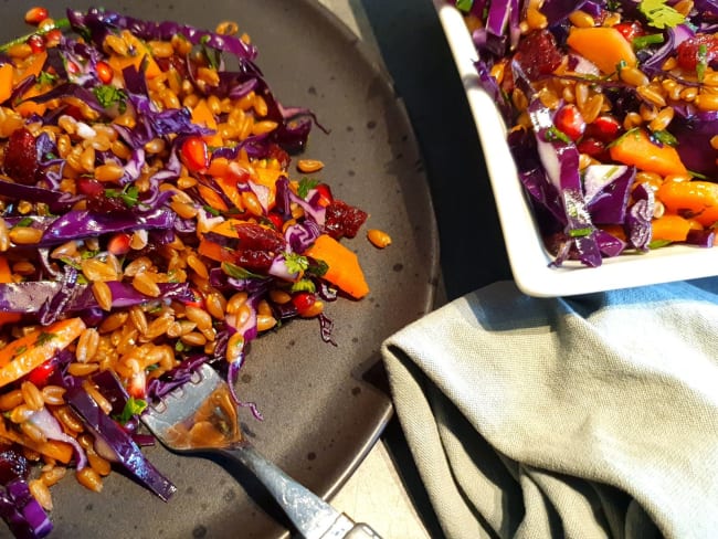 Salade tiède d'épeautre et légumes